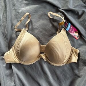 Elegant Beige Lace Trim Bra